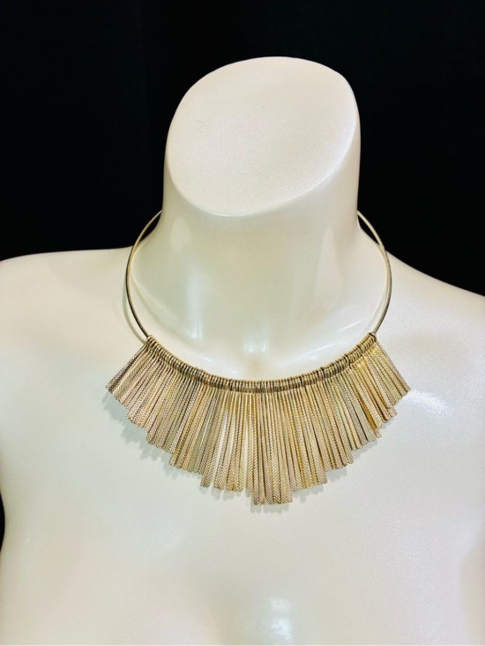 Gold Layered Fringe Collar Necklace Torque Pre Loved EUC